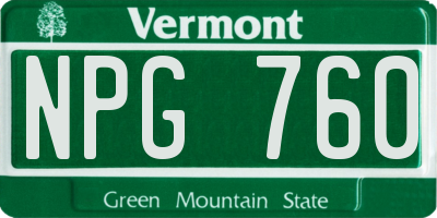 VT license plate NPG760