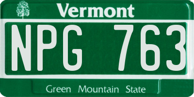 VT license plate NPG763