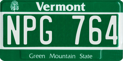 VT license plate NPG764