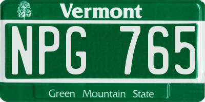 VT license plate NPG765