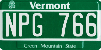VT license plate NPG766
