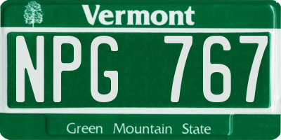 VT license plate NPG767