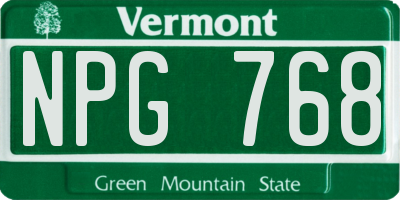VT license plate NPG768