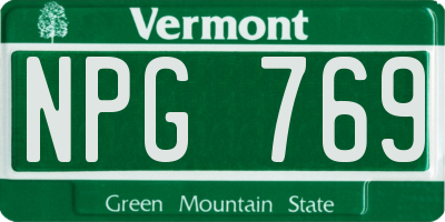 VT license plate NPG769