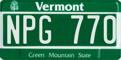 VT license plate NPG770