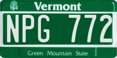 VT license plate NPG772