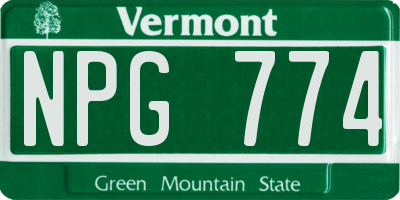 VT license plate NPG774