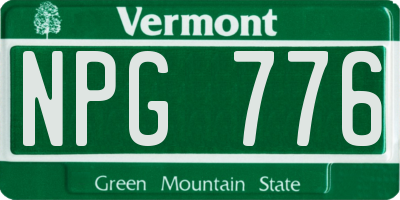 VT license plate NPG776