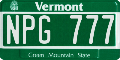 VT license plate NPG777