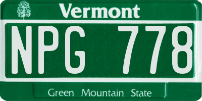 VT license plate NPG778