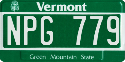 VT license plate NPG779
