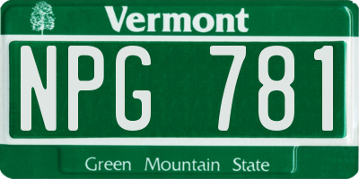 VT license plate NPG781