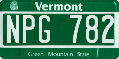 VT license plate NPG782