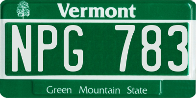 VT license plate NPG783