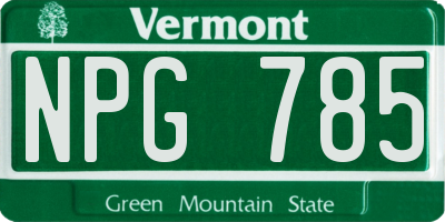 VT license plate NPG785