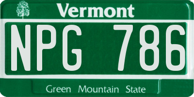 VT license plate NPG786