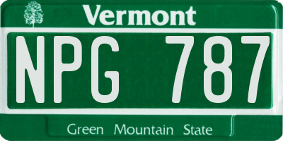 VT license plate NPG787