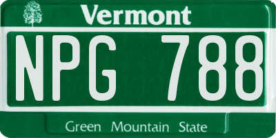 VT license plate NPG788