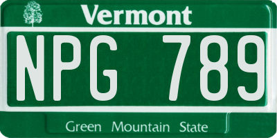VT license plate NPG789