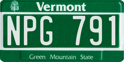 VT license plate NPG791