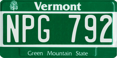 VT license plate NPG792