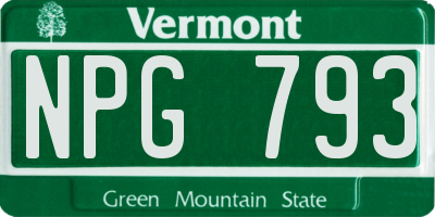 VT license plate NPG793