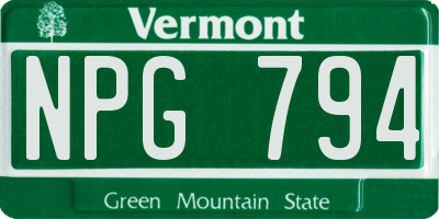 VT license plate NPG794