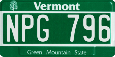 VT license plate NPG796