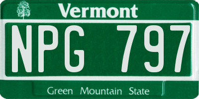 VT license plate NPG797