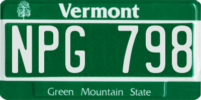 VT license plate NPG798