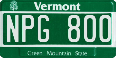 VT license plate NPG800