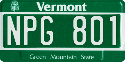 VT license plate NPG801