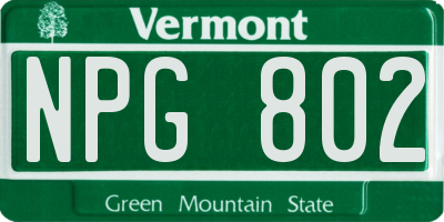 VT license plate NPG802