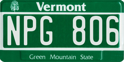 VT license plate NPG806