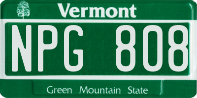VT license plate NPG808