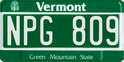 VT license plate NPG809