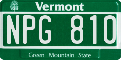 VT license plate NPG810