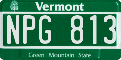 VT license plate NPG813