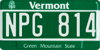 VT license plate NPG814