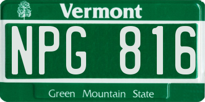 VT license plate NPG816