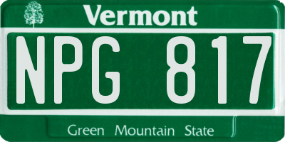 VT license plate NPG817