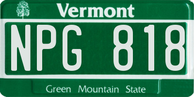 VT license plate NPG818