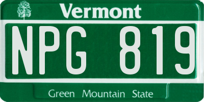 VT license plate NPG819