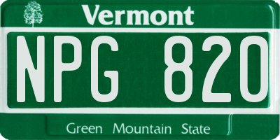 VT license plate NPG820