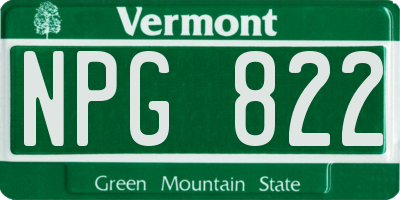 VT license plate NPG822