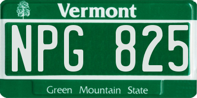 VT license plate NPG825