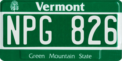 VT license plate NPG826