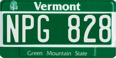 VT license plate NPG828