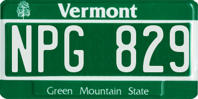 VT license plate NPG829