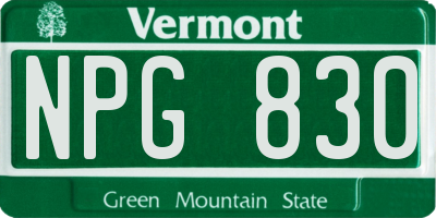 VT license plate NPG830